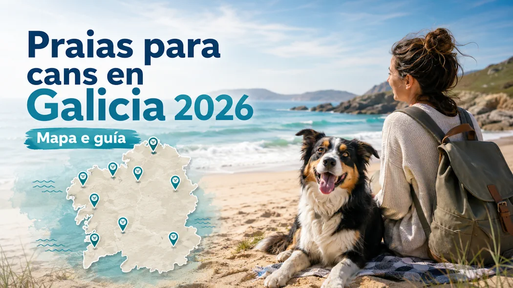Praias para cans en Galicia 2026: mapa e guía